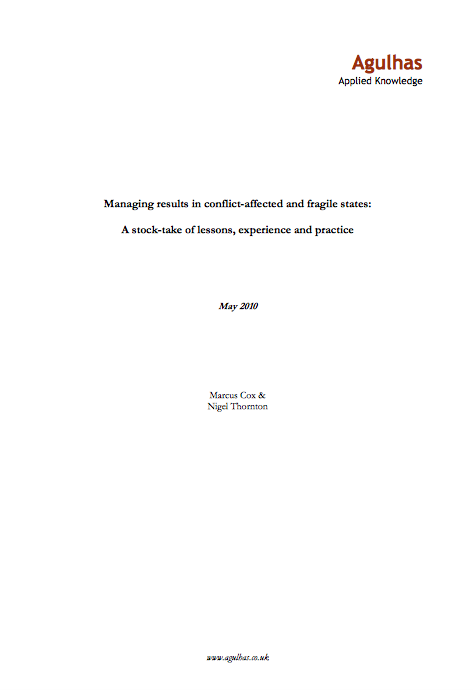DFID’s Managing results in conflict-affected and fragile states