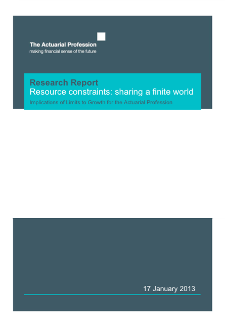 Resource constraints: sharing a finite world