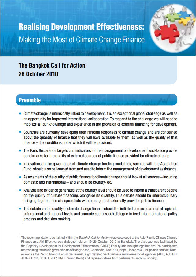 Realising Development Effectiveness:  Making the Most of Climate Change Finance