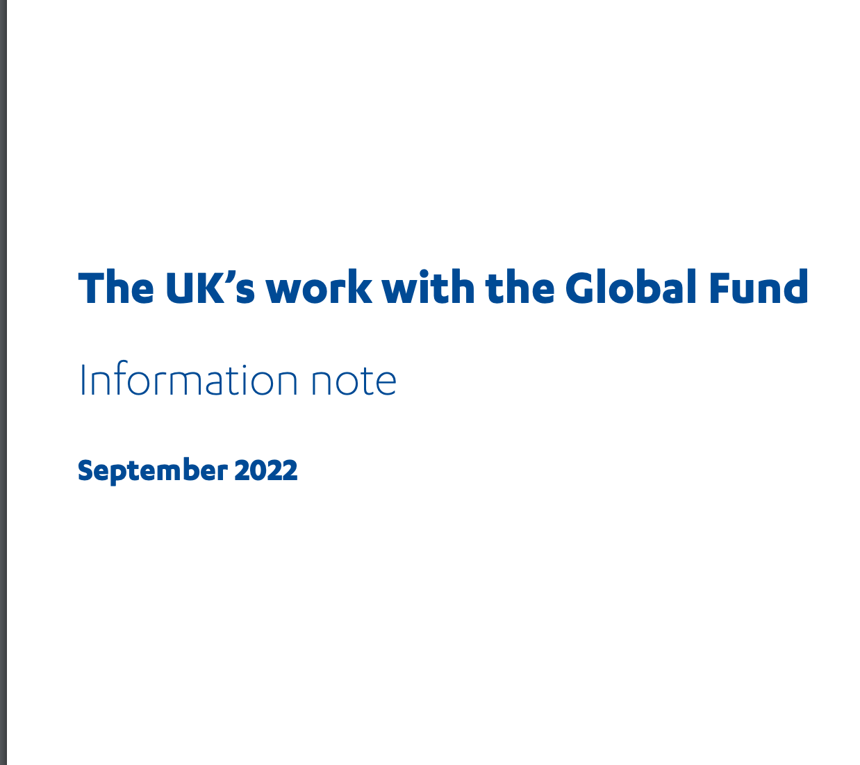 The UK’s work with the Global Fund