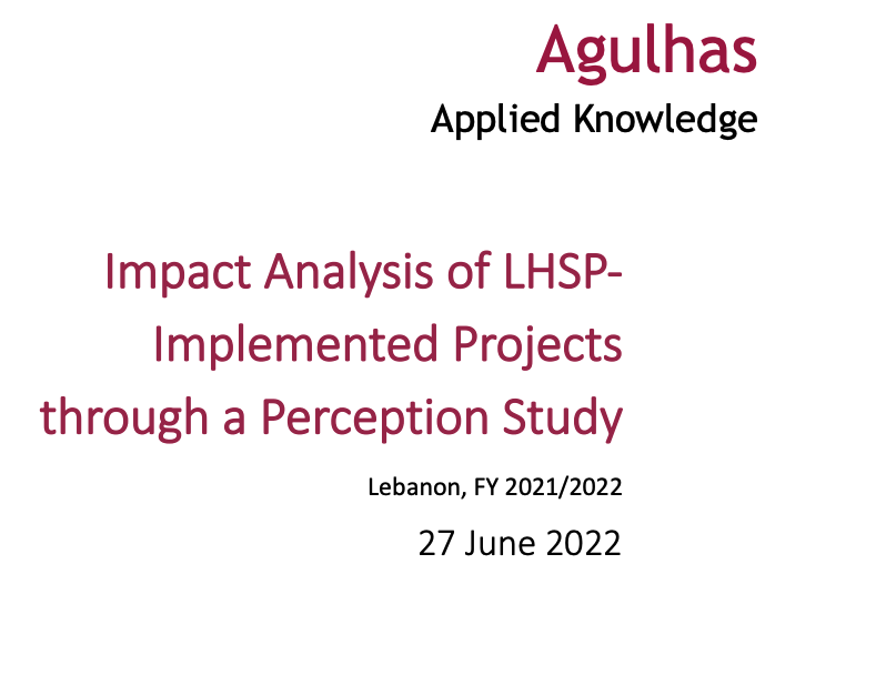 Impact Analysis of Projects Implemented by the Lebanon Host Communities Support Programme
