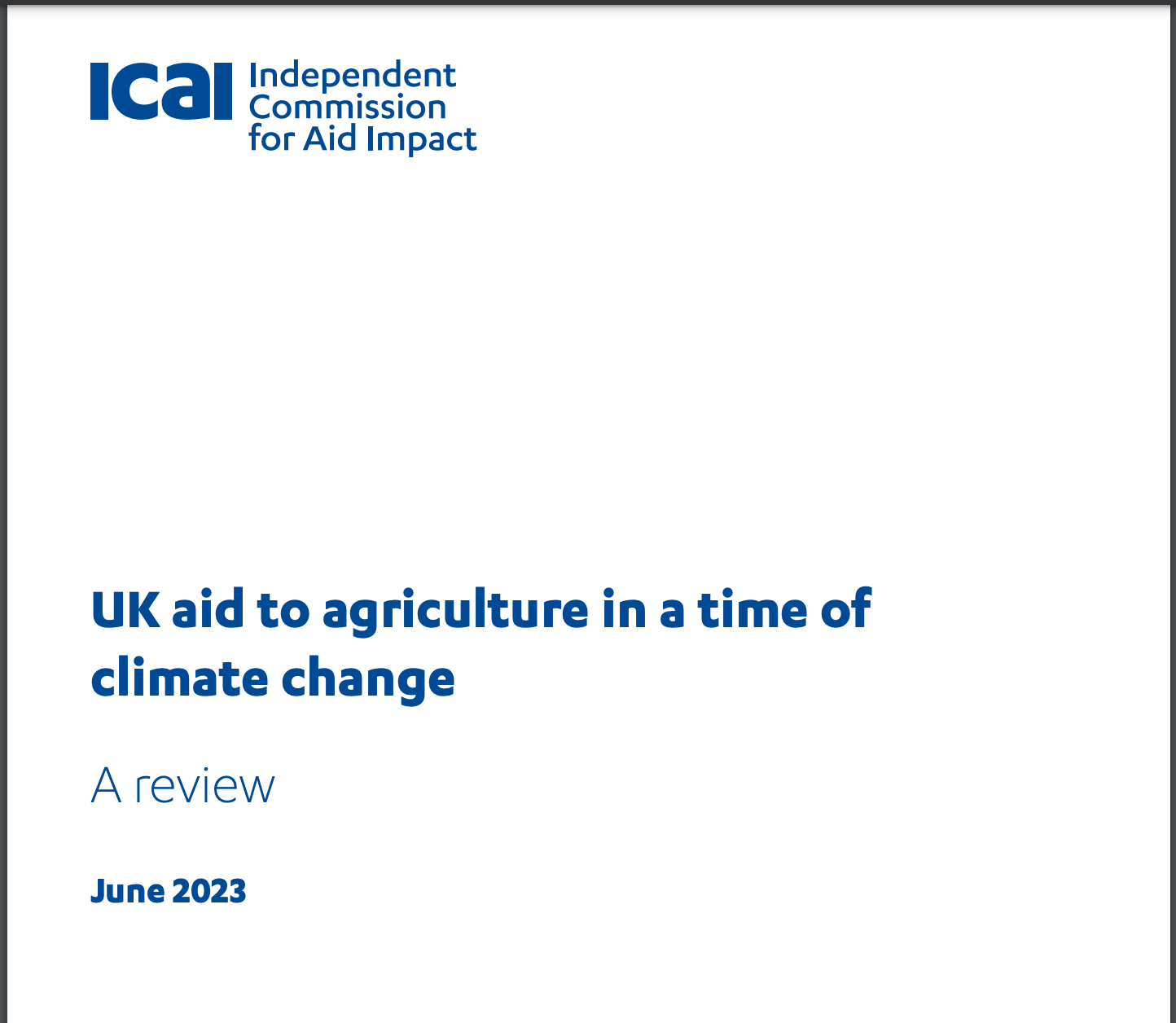 UK aid to agriculture in a time of climate change