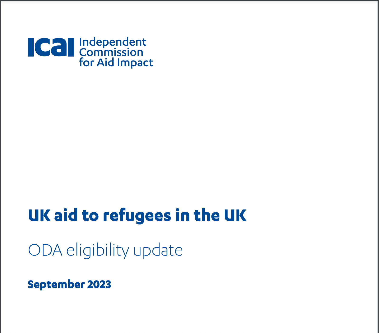 Update on ODA eligibility of funding for refugees in the UK